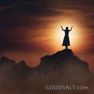 Woman Praising on Mountain
