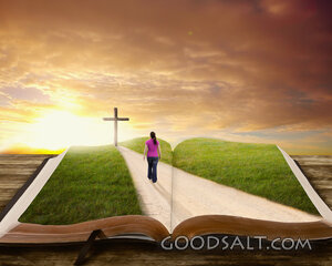 Woman Walking on Bible