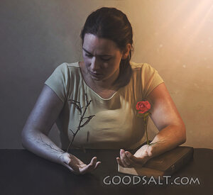 Woman With Rose and Thorns