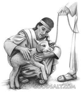 Young Shepard Boy and Lamb